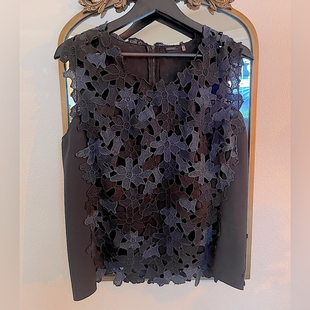 Elie Tahari Ophelia Floral Crochet Top